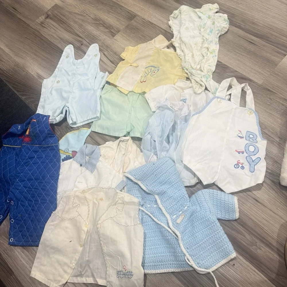 Vtg 50s 60s Baby Girl boy Clothing Lot Dresses Diaper Covers Lace Floral AS IS